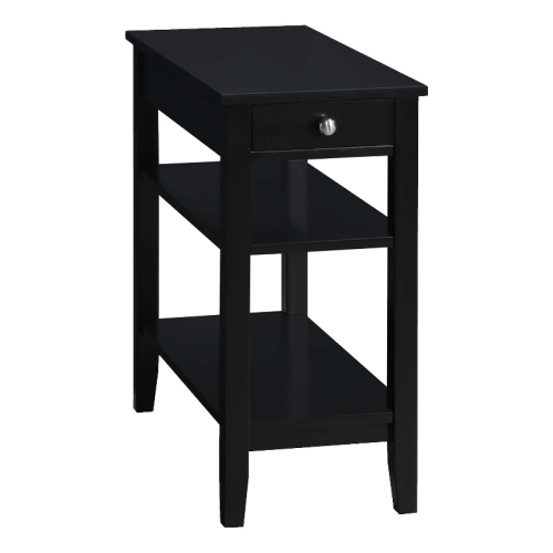 CONVENIENCE CONCEPTS  American Heritage One-Drawer End Table W/charging Station In Wood Finish In Black