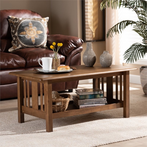 Baxton Studio Rylie Walnut Finished Rectangular Wood Coffee Table