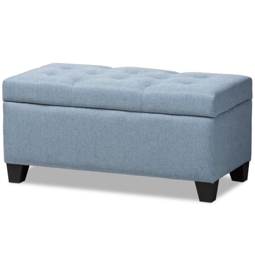 BAXTON STUDIO  Michaela Upholstered Storage Ottoman Bench In In Light Blue