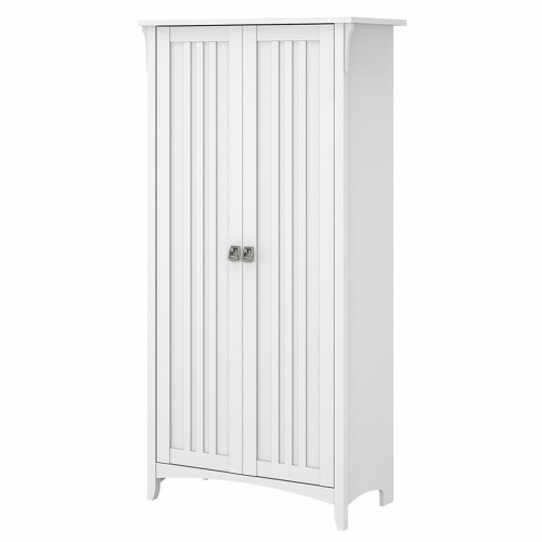 BUSH  Salinas Tall Storage Cabinet With Doors In - Engineered Wood In White