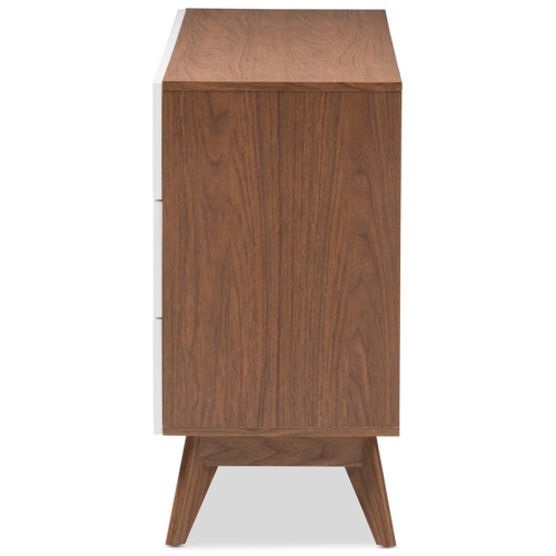 Baxton Studio Calypso 6 Drawer Double Dresser in White and Walnut