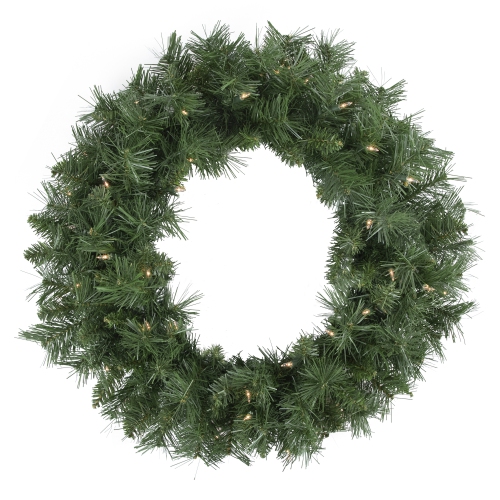 NORTHLIGHT  Pre-Lit Chatham Pine Artificial Christmas Wreath, 24-Inch, Clear Lights