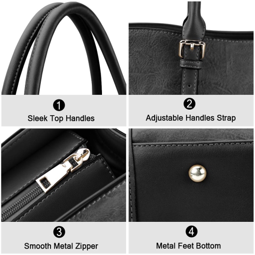 navor Women Shoulder Handbag Purse Tote for Laptop Waterproof PU Leather Lightweight for 15.6 inches Laptop Computer Accessories Business Versatile