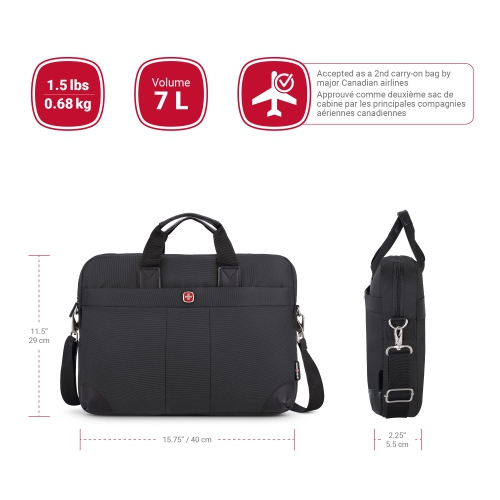 SWISSGEAR Lightweight 15.6" Laptop, Tablet and Legal-Size File Laptop Bag/Briefcase