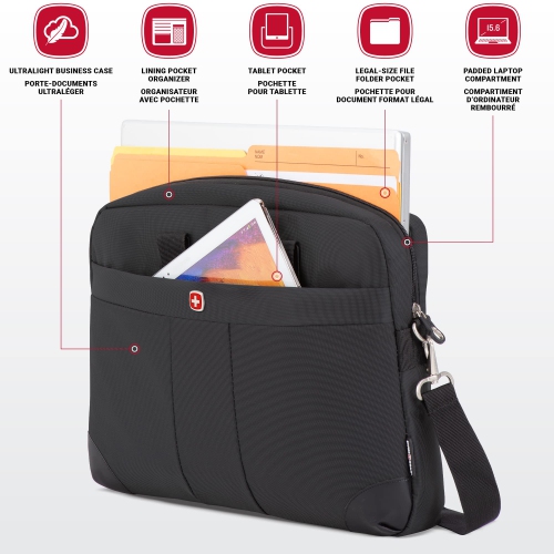 SWISSGEAR Lightweight 15.6" Laptop, Tablet and Legal-Size File Laptop Bag/Briefcase