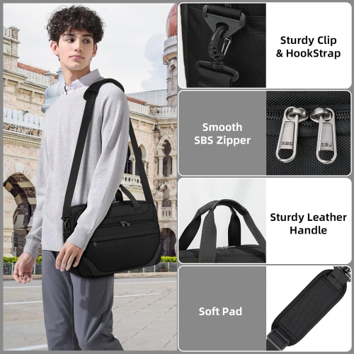 Sac pour portable 15.6 po Mallette hydrofuge Étui de transport pour ordinateur portatif extensible pour hommes sac messager pour bus de voyage