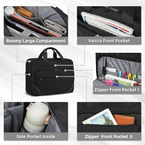 Sac pour portable 15.6 po Mallette hydrofuge Étui de transport pour ordinateur portatif extensible pour hommes sac messager pour bus de voyage