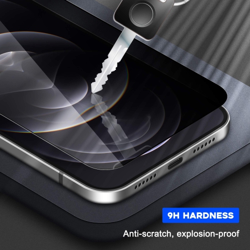 2 protecteurs d’écran de confidentialité anti-espion UniqueMe compatibles avec iPhone 12 Pro Max de 6.7 po, cadre d’installation facile Ant