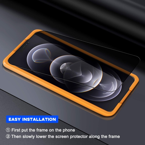 2 protecteurs d’écran de confidentialité anti-espion UniqueMe compatibles avec iPhone 12 Pro Max de 6.7 po, cadre d’installation facile Ant