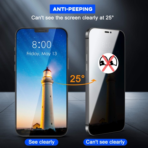 2 protecteurs d’écran de confidentialité anti-espion UniqueMe compatibles avec iPhone 12 Pro Max de 6.7 po, cadre d’installation facile Ant