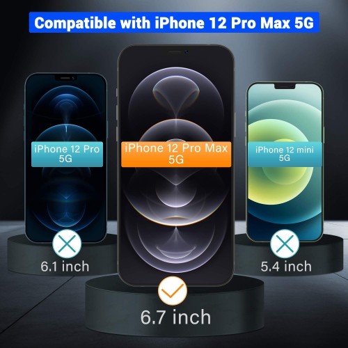 2 protecteurs d’écran de confidentialité anti-espion UniqueMe compatibles avec iPhone 12 Pro Max de 6.7 po, cadre d’installation facile Ant