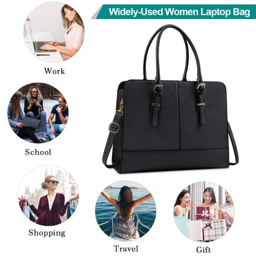 Sac pour portable femme sac fourre-tout en cuir/bandoulière pour ordinateur de 15.6 po/sac à main de travail imperméable Professional SH