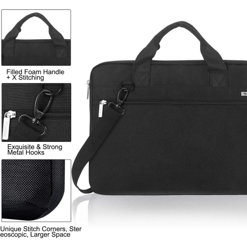 360° Protective Laptop Bag Case 15.6 Inch with Shoulder Strap, Waterproof Thin Computer Sleeve Cover for MacBook Pro 15/16, Dell XPS 15, 15-16 Inch