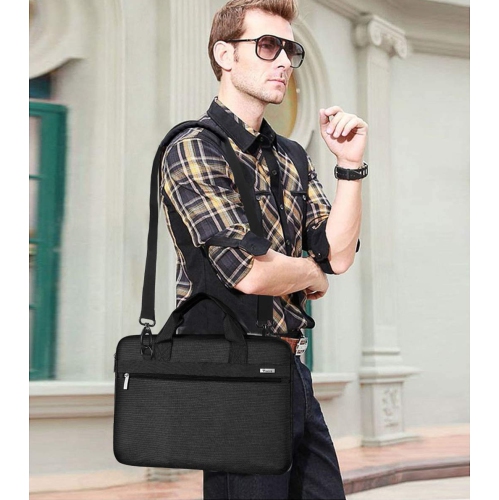 360° Protective Laptop Bag Case 15.6 Inch with Shoulder Strap, Waterproof Thin Computer Sleeve Cover for MacBook Pro 15/16, Dell XPS 15, 15-16 Inch