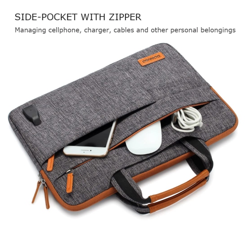 15 Inch Multi-Functional Laptop Sleeve Business Briefcase Messenger Bag with USB Charging Port for 15-15.6" Laptop/Apple/Lenovo IdeaPad/Acer