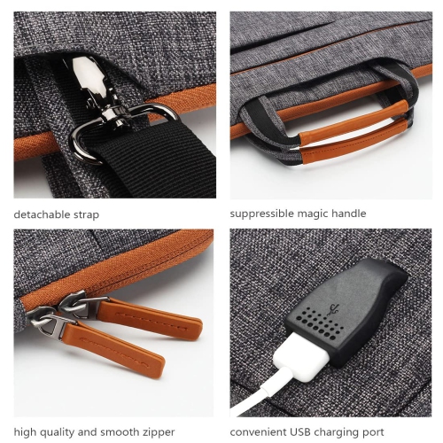 15 Inch Multi-Functional Laptop Sleeve Business Briefcase Messenger Bag with USB Charging Port for 15-15.6" Laptop/Apple/Lenovo IdeaPad/Acer