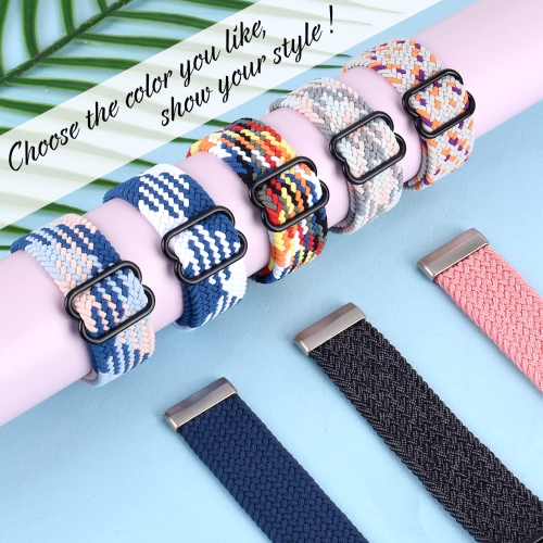 Bracelet tressé de Vozehui compatible avec le bracelet en nylon pour montre Versa 3/Sense de Fitbit, bracelet élastique souple ajustable de