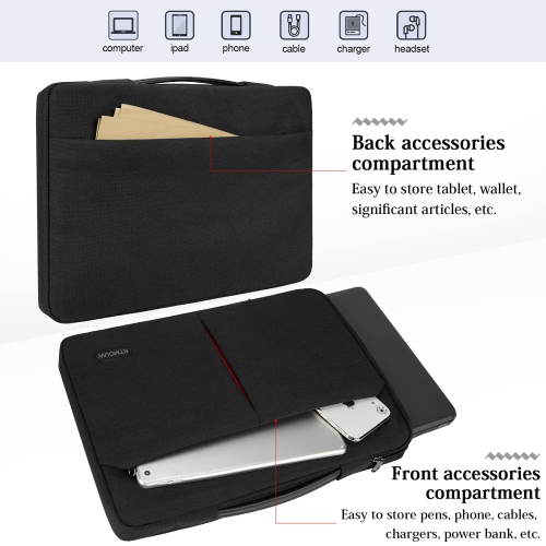 Housse pour portable de 15 à 15.6 po Étui protecteur 360 Sac de transport étanche en polyester/tablette sac à main Shockpr pour ordinateur