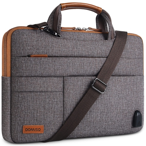 15 Inch Multi-Functional Laptop Sleeve Business Briefcase Messenger Bag with USB Charging Port for 15-15.6" Laptop/Apple/Lenovo IdeaPad/Acer Aspire/H