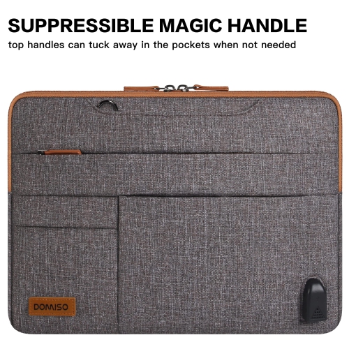 15 Inch Multi-Functional Laptop Sleeve Business Briefcase Messenger Bag with USB Charging Port for 15-15.6" Laptop/Apple/Lenovo IdeaPad/Acer