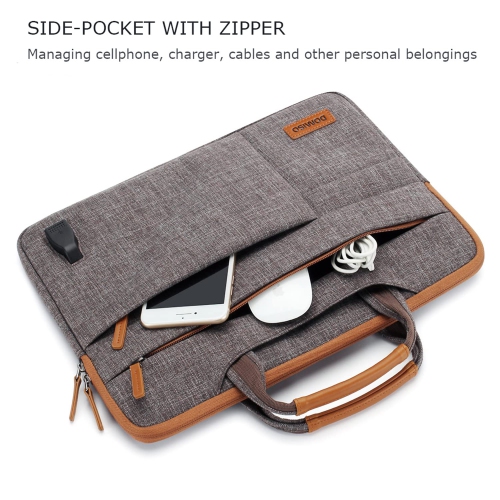 15 Inch Multi-Functional Laptop Sleeve Business Briefcase Messenger Bag with USB Charging Port for 15-15.6" Laptop/Apple/Lenovo IdeaPad/Acer