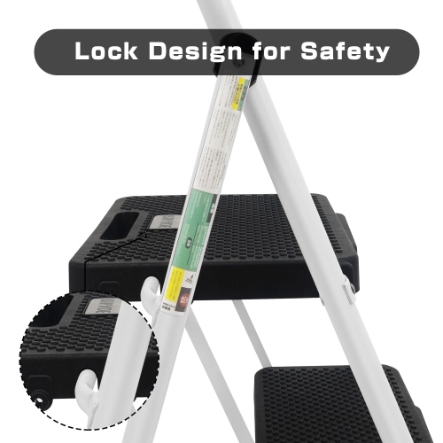 4 Step Ladder, CoolHut Folding Step Stool, Step Stool with Wide Anti-Slip Pedal, Portable Folding Step Ladder with Handgrip, Multi-use Steel Ladder