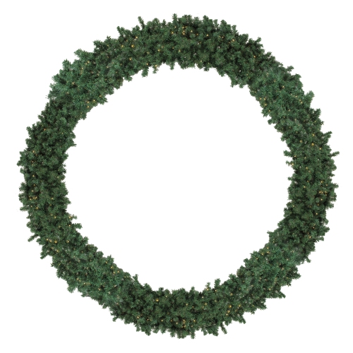 NORTHLIGHT  Pre-Lit High Sierra Pine Commercial Artificial Christmas Wreath - 8' - Warm Lights In White