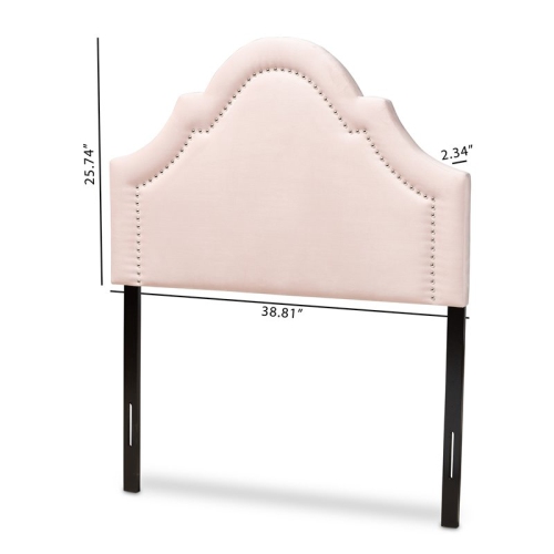 Baxton Studio Rita Velvet and Wood Twin Headboard in Light Pink