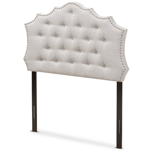 BOWERY HILL  Modern Tufted Twin Panel Headboard In Grayish In Beige