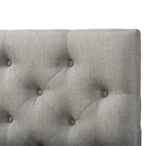 Pemberly Row Tufted Full Panel Headboard in Gray