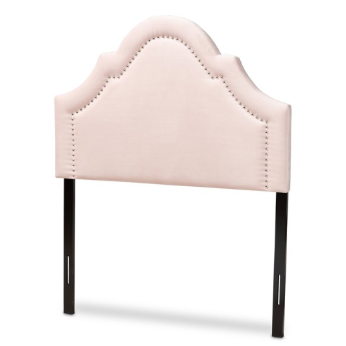 BOWERY HILL  Velvet And Wood Twin Headboard In Light Pink