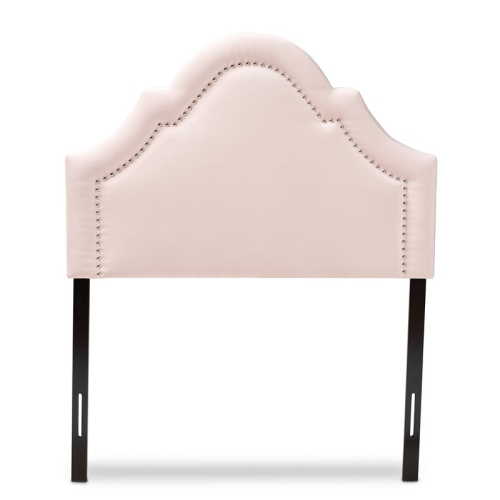 Bowery Hill Velvet and Wood Twin Headboard in Light Pink