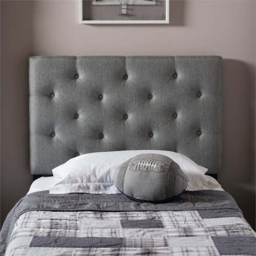 BAXTON STUDIO  Viviana Faux Leather Upholstered Twin Headboard In In Gray