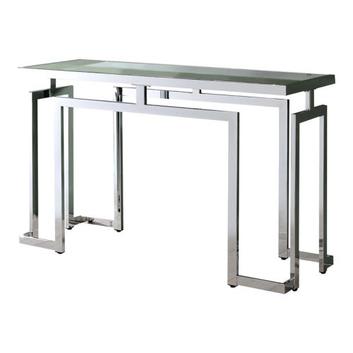 Bowery Hill Contemporary Glass Top Console Table in Chrome