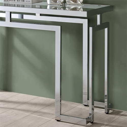 Bowery Hill Contemporary Glass Top Console Table in Chrome