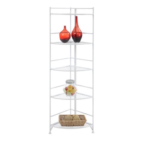 PEMBERLY ROW  Five-Tier Folding Corner Shelf In Metal In White