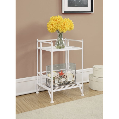 Convenience Concepts Xtra Storage Two-Tier Folding Shelf in White Metal Finish