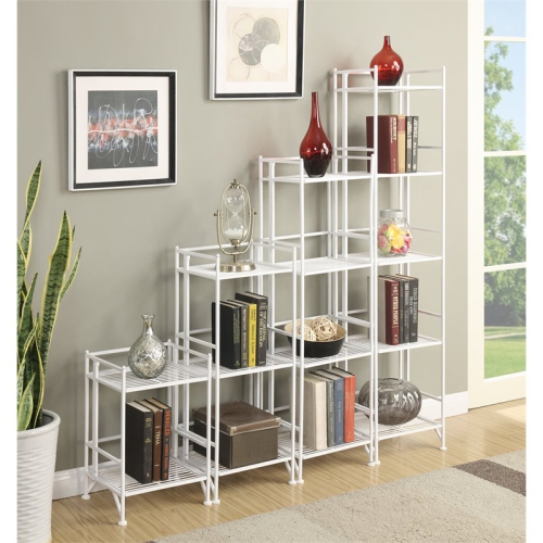 Convenience Concepts Xtra Storage Two-Tier Folding Shelf in White Metal Finish