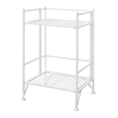 Convenience Concepts Xtra Storage Two-Tier Folding Shelf in White Metal Finish