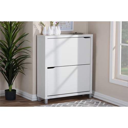 Baxton Studio Simms Modern Shoe Cabinet in White