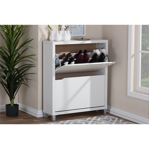 Baxton Studio Simms Modern Shoe Cabinet in White