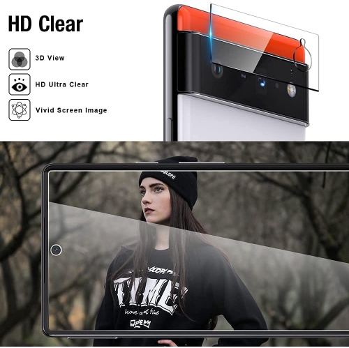 KEEGUARD Tempered Glass Screen Protector for Google Pixel 6a 5G 6.1 " 2022 HD Clear Anti Scratch + Camera Lens Protector