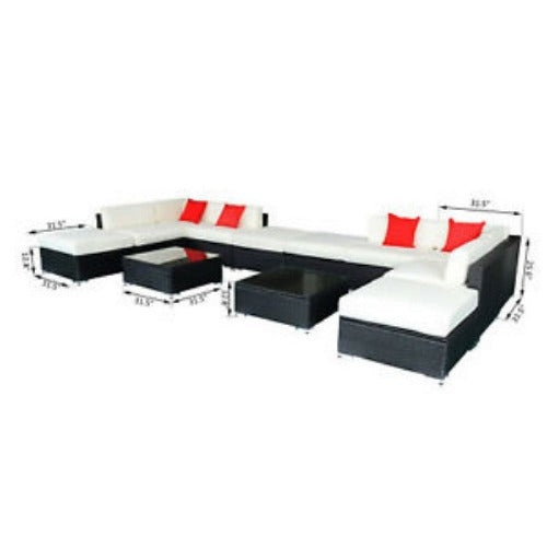 12pcs Rattan Wicker Sectional Sofa Set Patio Outdoor Garden Furniture