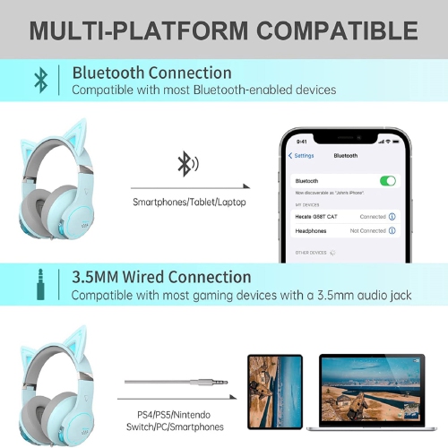 Edifier G5BT CAT Wireless Bluetooth Wired Cat Ear Gaming Headset with Mic