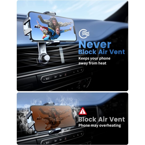 Car Phone Holder Mount, Car Vent Phone Mount with Swing Arm Air Vent Car Mount Cell Phone Holder Car for iPhone 12/ 13 Pro Max Samsung Galaxy 4.7' -