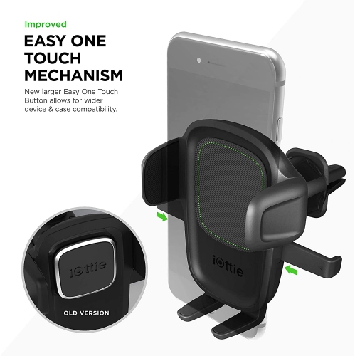 Easy One Touch 5 Air Vent Universal Car Mount Phone Holder W/Flush Mount for iPhone, Samsung, Moto, Huawei, Nokia, LG, Smartphones