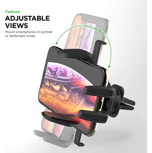 Easy One Touch 5 Air Vent Universal Car Mount Phone Holder W/Flush Mount for iPhone, Samsung, Moto, Huawei, Nokia, LG, Smartphones