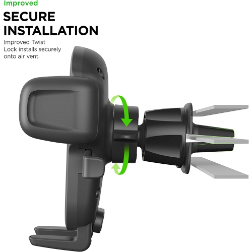 Easy One Touch 5 Air Vent Universal Car Mount Phone Holder W/Flush Mount for iPhone, Samsung, Moto, Huawei, Nokia, LG, Smartphones