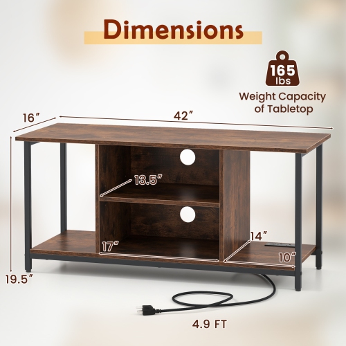 Gymax TV Stand for TVs up to 50 Inches 3-Tier Industrial Entertainment Center