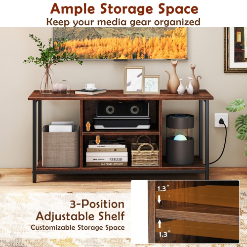 Gymax TV Stand for TVs up to 50 Inches 3-Tier Industrial Entertainment Center